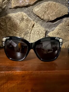 Brighton Black Cat-Eye Sunglasses with Silver Accents